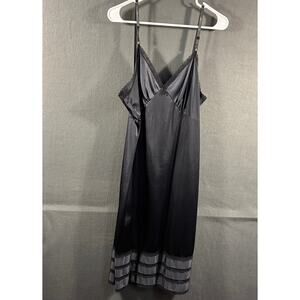 VTG sears women babydoll slip dress 40 black fairy grunge whimsigoth lace witchy